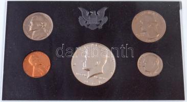 Amerikai Egyesült Államok 1968S 1c-1/2$ (5xklf) eredeti dísztokban T:PP  USA 1968S 1 Cent - 1/2 Dollar (5xdiff) set in original case C:PP
