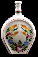 Hollóházi porcelán pálinkás készlet, 1 kulacs, m: 20 cm és 6 db kupica, m: 4,5 cm, kézzel festett, j...