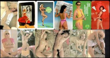 1980-1990 12 db hölgyeket ábrázoló reklámos kártyanaptár, közte erotikus is
