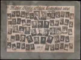 1921 Magyar Királyi Állami Tanítóképző Intézet 1920-1921, végzett növendékeinek tablófotója, fotó kartonon, foltos, kopott kartonnal, 19,5x28 cm