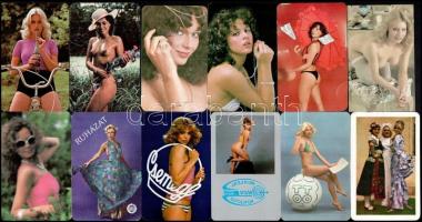 1976-1990 12 db hölgyeket ábrázoló reklámos kártyanaptár, közte erotikus is
