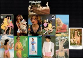 1975-1990 12 db hölgyeket ábrázoló reklámos kártyanaptár, közte erotikus is