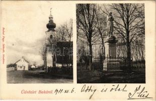 1911 Baka, utca, templom, Mária szobor. Fogyasztási szövetkezet kiadása / street view, church, Mary statue