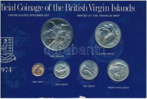 Brit Virgin-szigetek 1974. 1c-1$ (6xklf) forgalmi szett eredeti tokban T:1  British Virgin Islands 1974. 1 Cent - 1 Dollar (6xdiff) coin set in original case C:UNC