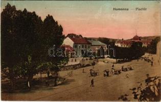 1917 Homonna, Humenné; Piactér, piaci árusok, üzletek, kastély / market vendors, shops, castle