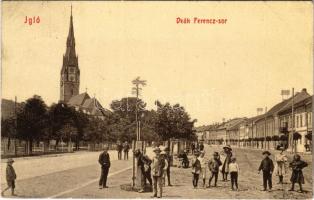 1911 Igló, Zipser Neudorf, Spisská Nová Ves; Deák Ferenc sor, templom. W. L. Bp. 2794. / street view, church (EB)