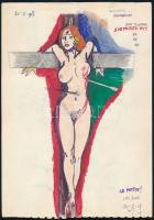 Jelzés nélkül: Pornó grafika, 3 db, vegyes technika, papír, 21x15 és 23×17 cm