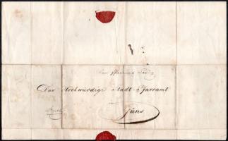 1860 Kézzel írt levél okmánybélyegekkel, viaszpecséttel