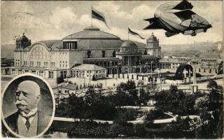1909 Gruss von der Internationalen Lufschiffahrt-Ausstellung Frankfurt. Offizielle Karte der I.L.A. / International Aviation Exhibition in Frankfurt, Zeppelin (EK)
