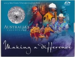 Ausztrália 2003. 5c-2$ (6xklf) Ausztrália önkéntesei forgalmi sor eredeti tokban T:1  Australia 2003. 5 Cents - 2 Dollars (6xdiff) Australias Volunteers coin set in original case C:UNC