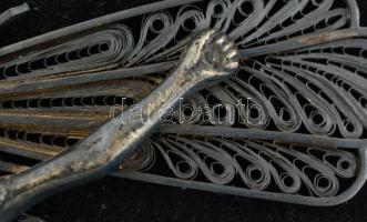 Ezüst (Ag) fali feszület, jelzett (925), bársony hatású vékony hordozón, br. 99 g, feszület mérete: ...