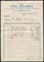 1938 Löw Divatház, Kaposvár,  kézzel írt számla fejléces papíron, hajtásnyommal