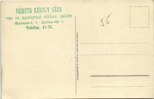 Hähnel. Németh Károly Géza vas és háztartási cikkek üzlete / Hungarian shop advertising card