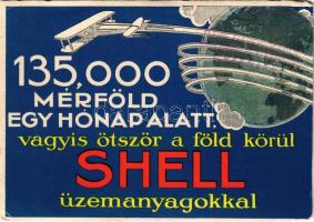 135000 mérföld egy hónap alatt, vagyis ötször a Föld körül Shell üzemanyagokkal. Shell Kőolaj Részvénytársaság reklámlapja / Hungarian petroleum advertisement (vágott / cut)