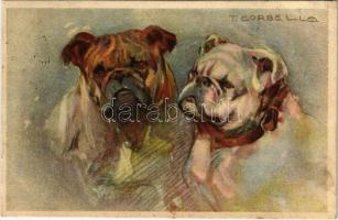 1926 Dogs. Italian art postcard. Degami 377. s: T. Corbella (EB)