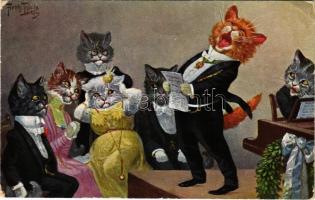 Cat singing. T.S.N. Serie 1757. s: Arthur Thiele (EK)