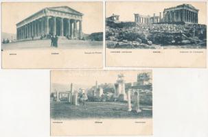 Athína, Athens, Athenes; - 3 pre-1945 town-view postcards
