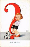 1930 Miért nem írsz? / Children art postcard. WSSB 8517/2. s: John Wills