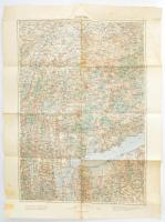 cca 1914 Pápa és környékének térképe, rajta a Balaton részletével, 1:2.00.000, 56x39 cm