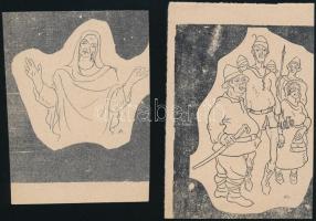 Jelzés nélkül, Robin Hood könyv illusztrációk, magyar grafikus munkái feltehetően a XX. század közep...