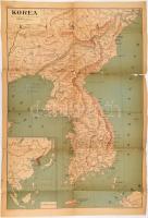 cca 1940-1950 Korea térképe, Bp., Offset-ny., sérült, kis hiánnyal, 85x59 cm
