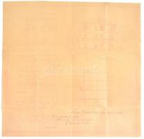 1928 Gruber Emil, Bp., III. ker. Zöldmáli út 34. sz. ház építési tervrajza, hajtásnyomokkal, 40x40 cm