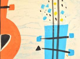 Bálint jelzéssel: Kompozíció. Vegyes technika, papír. Lap alján kisebb szakadással. 84x59 cm