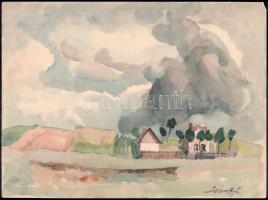 Ádámffy László (1902-?): Felhős táj. Akvarell, papír, jelzett, lap jobb felső sarkában apró gyűrődéssel, 29,5×40 cm
