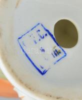 Porcelán Búbos banka figura, kézzel festett, jelzett, egészen apró kopásnyomokkal, m: 15 cm