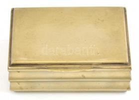 Alpakkal doboz, fa betéttel, apró kopásnyomokkal, 9,5x12x4,5 cm