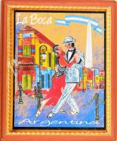 La Boca - Argentina nyomat, falikép, fa alapon, 27x22 cm
