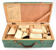 1953 I. sz. légoltalmi mentőláda MNOSZ 4054-51, komplett, Első segélynyújtás nyomtatvánnyal és felje...