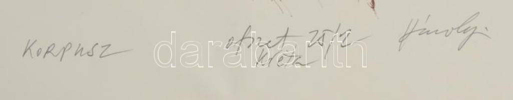 Károlyi András (1938-): Korpusz I., 1983. Ofszet, kréta, papír, jelzett, számozott (25/2), lap tetej...