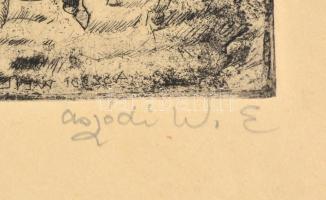 Aszódi Weil Erzsébet (1901-1976): Olasz város.  Rézkarc, papír. Jelzett. Lap szélén néhány nagyon ke...