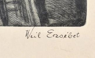 Aszódi Weil Erzsébet (1901-1976): Nemzeti ünnep Párizsban. Rézkarc, papír. Jelzett. Paszpartuban. 21...