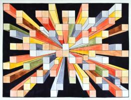 Kun Sarolta (1990- ): Kockák. Akvarell-tus, papír, jelzett, 40×30 cm
