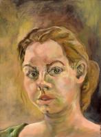 Selmeczi-Trenovszki Mónika (1986-): Fiatal hölgy arcképe, 2010. Olaj, vászon, jelzett a hátoldalán, 40×30 cm