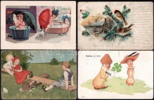 63 db RÉGI motívum képeslap: üdvözlő / 63 pre-1945 motive postcards: greeting