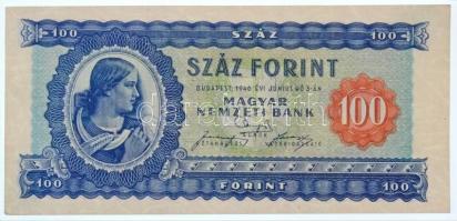 1946. 100Ft "B125 068248" T:I-  Hungary 1946. 100 Forint "B125 068248" C:AU  Adamo F26