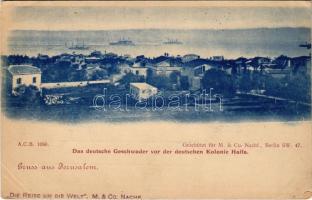 1899 (Vorläufer) Haifa, Das deutsche Geschwader vor der deutschen Kolonie / The German squadron in front of the German colony (EK)