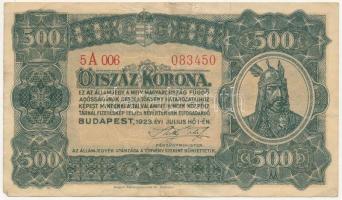 1923. 500K Magyar Pénzjegynyomda Rt. Budapest nyomdahely jelöléssel T:III Adamo K34