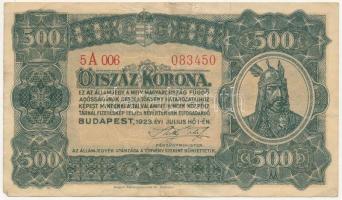 1923. 500K "Magyar Pénzjegynyomda Rt. Budapest" nyomdahely jelöléssel T:III Adamo K34