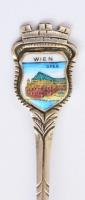 Ezüst(Ag) zománcozott Wien kiskanál, jelzett, h: 10,5 cm, bruttó: 8,44 g