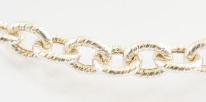 Ezüst(Ag) oválszemes karkötő, jelzett, h: 23 cm, nettó: 11,47 g