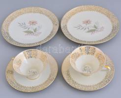 Bavaria kétszemélyes porcelán reggeliző készlet, csészék aljakkal és tányérokkal. Matricás, jelzett, apró kopásokkal, m: 6,5 cm, d: 15,5 cm, 19,5 cm