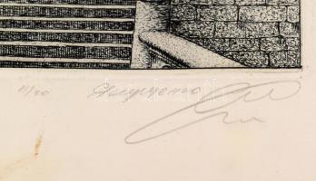 Ismeretlen cirill betűs jelzéssel, feltehetően orosz vagy szovjet grafikus munkája: Halászbástya, Bu...