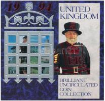 Nagy-Britannia 1994. 1p-2Ł (8xklf) forgalmi sor karton díszcsomagolásban, közte 1994. 50p Cu-Ni Normandiai partraszállás 50. évfordulója, 2Ł Ni-sárgaréz Bank of England 300. évfordulója T:BU Great Britain 1994. 1 Penny - 2 Pounds (8xdiff) coin set in cardboard case, ncluding 1994. 50 Pence Cu-Ni 50th Anniversary of Normandy Invasion, 2 Pounds Ni-Brass 300th Anniversary - Bank of England C:BU