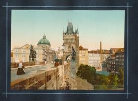cca 1900 Praha - Prag. Prágai színes képeket tartalmazó album, nyomatok. Kopott, kissé sérült haránt...