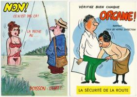 5 db MODERN francia humoros erotikus motívum képeslap / 5 modern French erotic humorous motive postcards