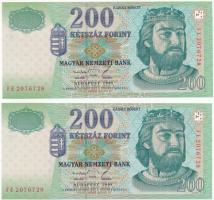1998. 200Ft "FE" (2x) sorszámkövetők T:I-